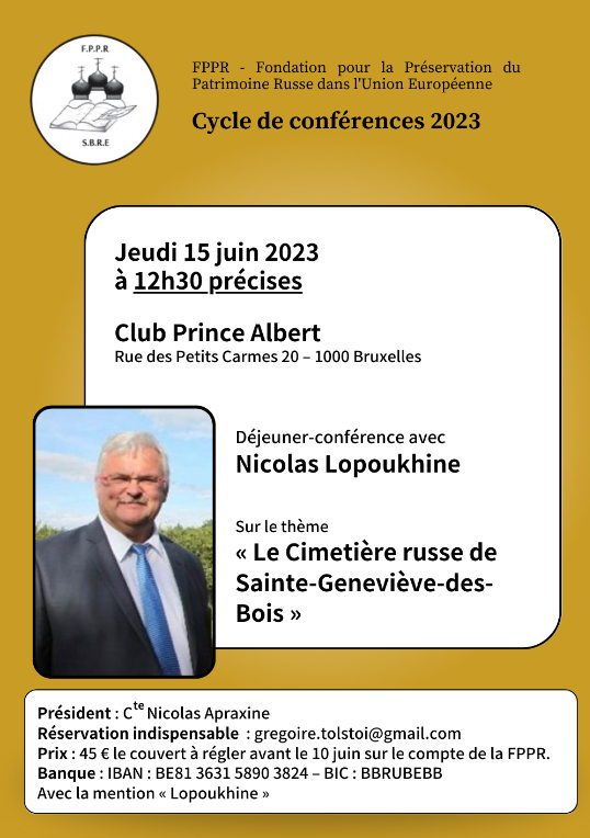 RC Affiche. Le cimetière de Sainte-Geneviève-des-Bois - histoire et situation actuelle, par Nicolas Lapoukhine, président du CESOR. 2023-06-15